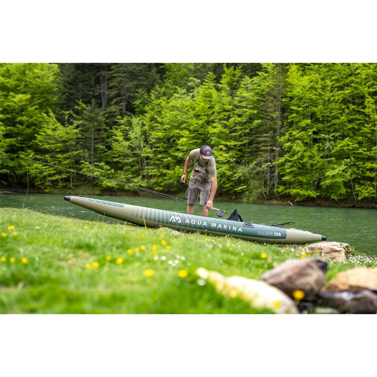 Aqua Marina Caliber Angling 1 Person Inflatable Kayak With Foldable Fishing Seat (paddle excluded)