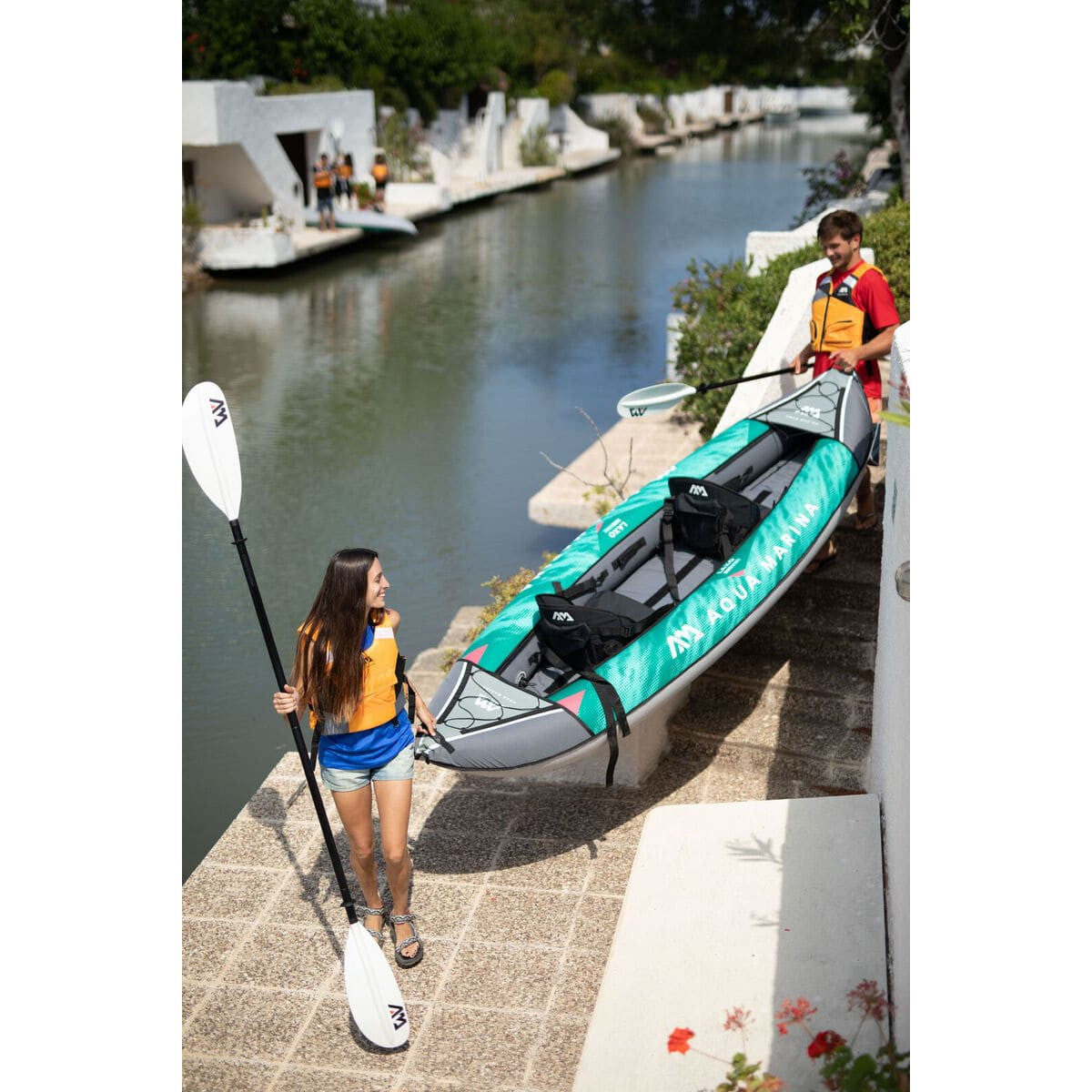 Aqua Marina Laxo-320 Recreational 2 Person Inflatable deck Kayak With Paddle Set