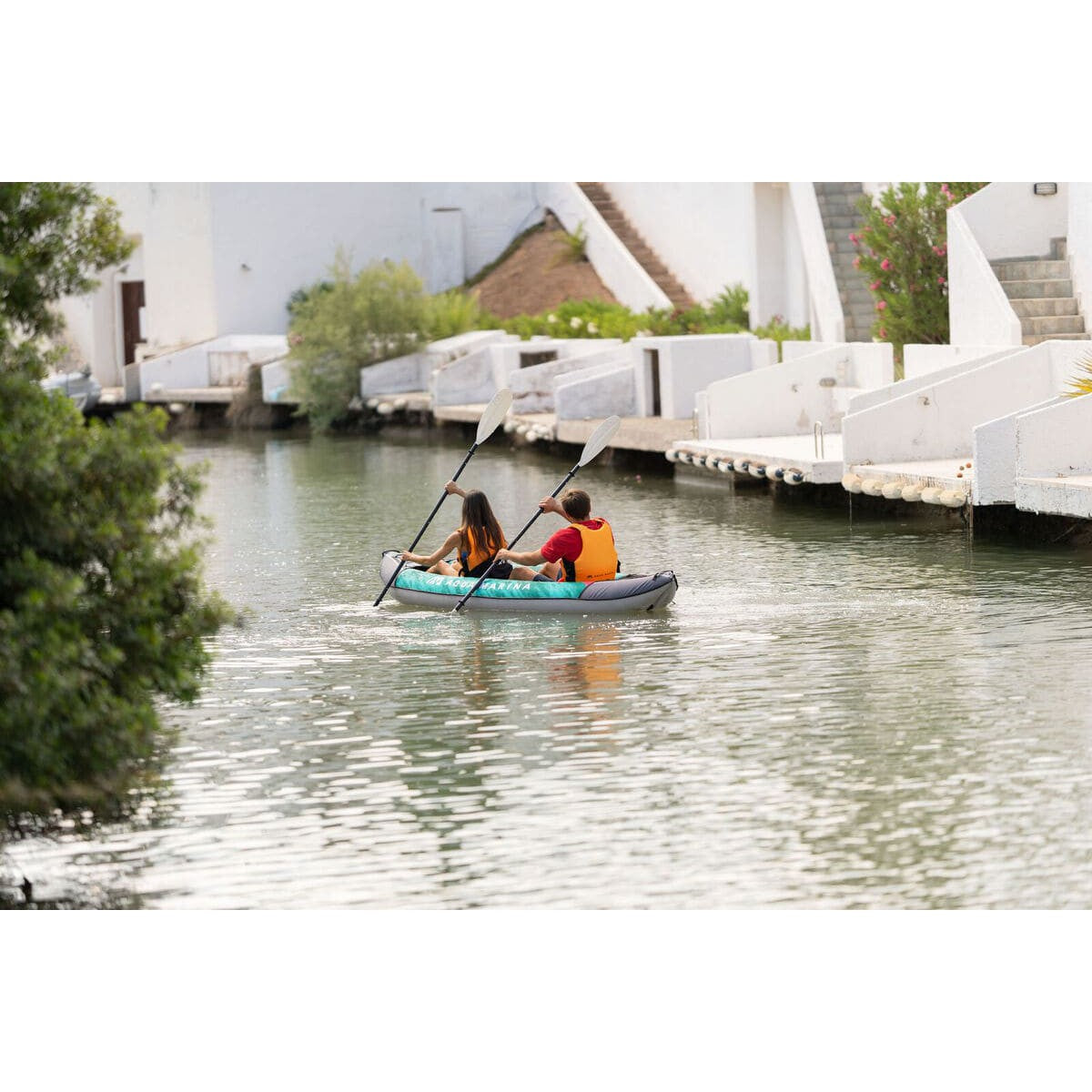 Aqua Marina Laxo-320 Recreational 2 Person Inflatable deck Kayak With Paddle Set