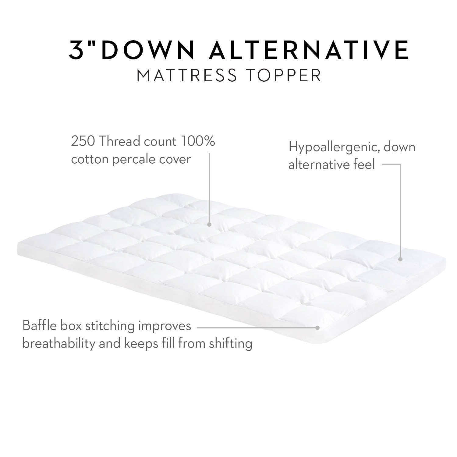 Malouf 3 Inch Down Alternative Mattress Topper-Purely Relaxation