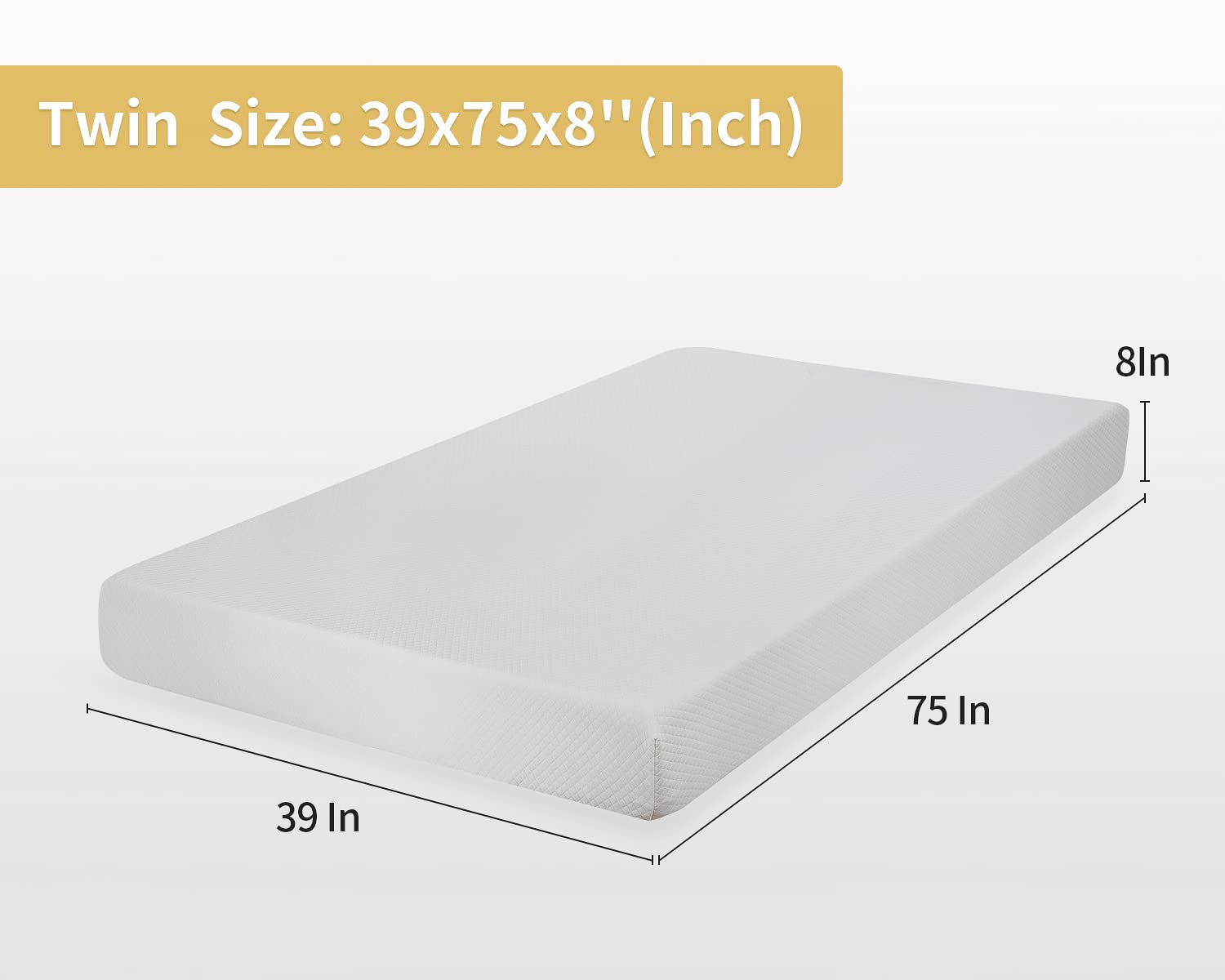 PayLessHere 8 Inch Twin Gel Memory Foam Mattress Fiberglass Free/CertiPUR-US Certified/Bed-in-a-Box/Cool Sleep & Comfy Support