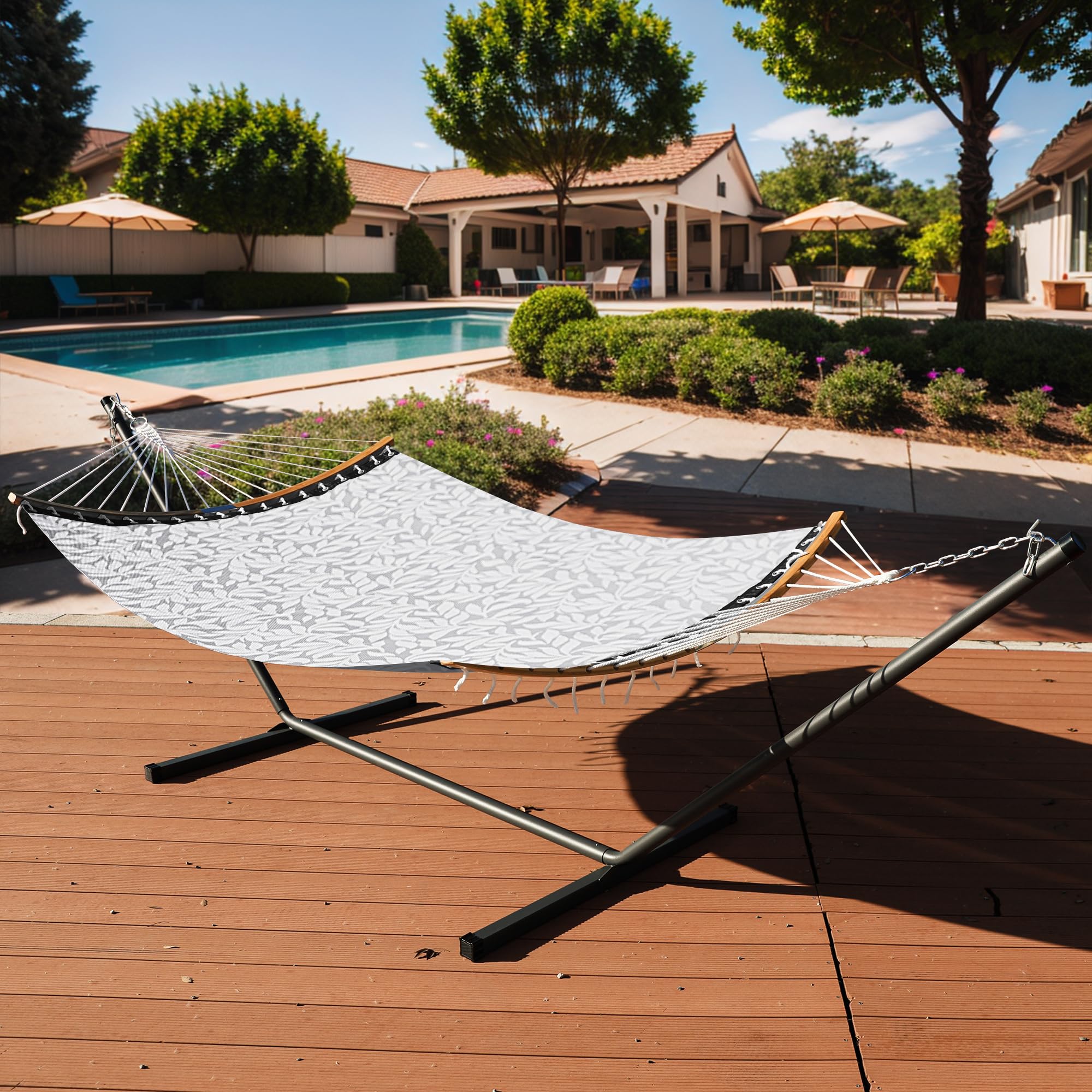 Patio Watcher 12 FT Double Quick Dry Hammock with Curved Bamboo Spread Purely Relaxation