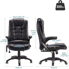Ergonomic Massage Office Chair High Back Black PU Leather Heating Vibr –  Purely Relaxation