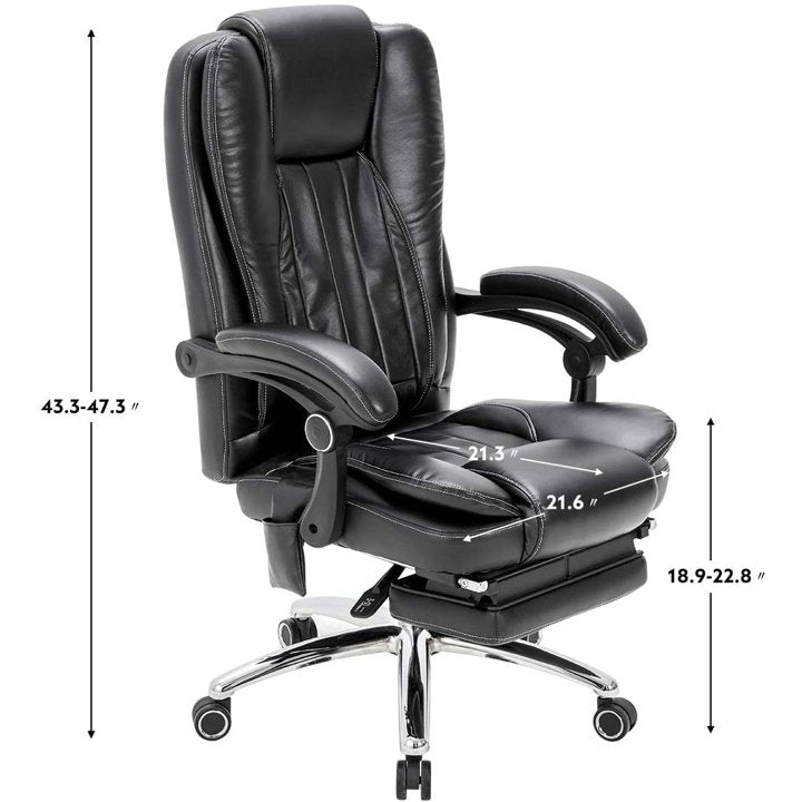 High Back Massage Reclining Office Chair with Footrest - Executive Computer Chair Home Office Desk Chair with Massaging Lumbar Cushion, Adjustable