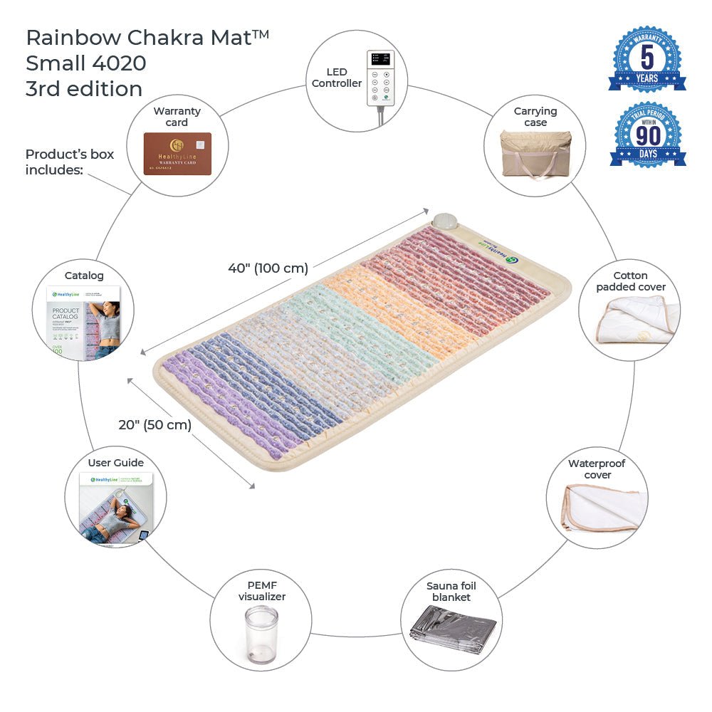 HealthyLine Rainbow Chakra Mat™ Small 4020 Firm - Photon PEMF Inframat -  Purely Relaxation